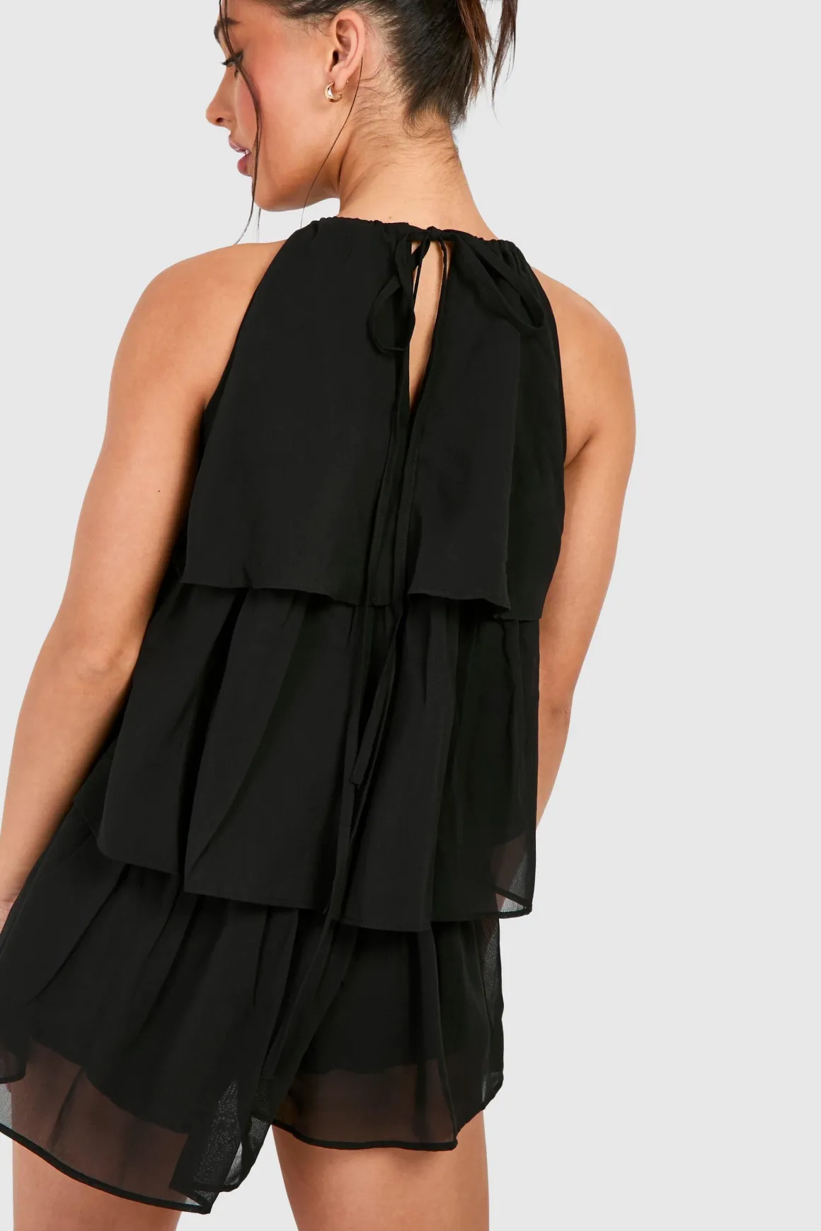 Robe Mini Étagée En Mousseline Petite Taille