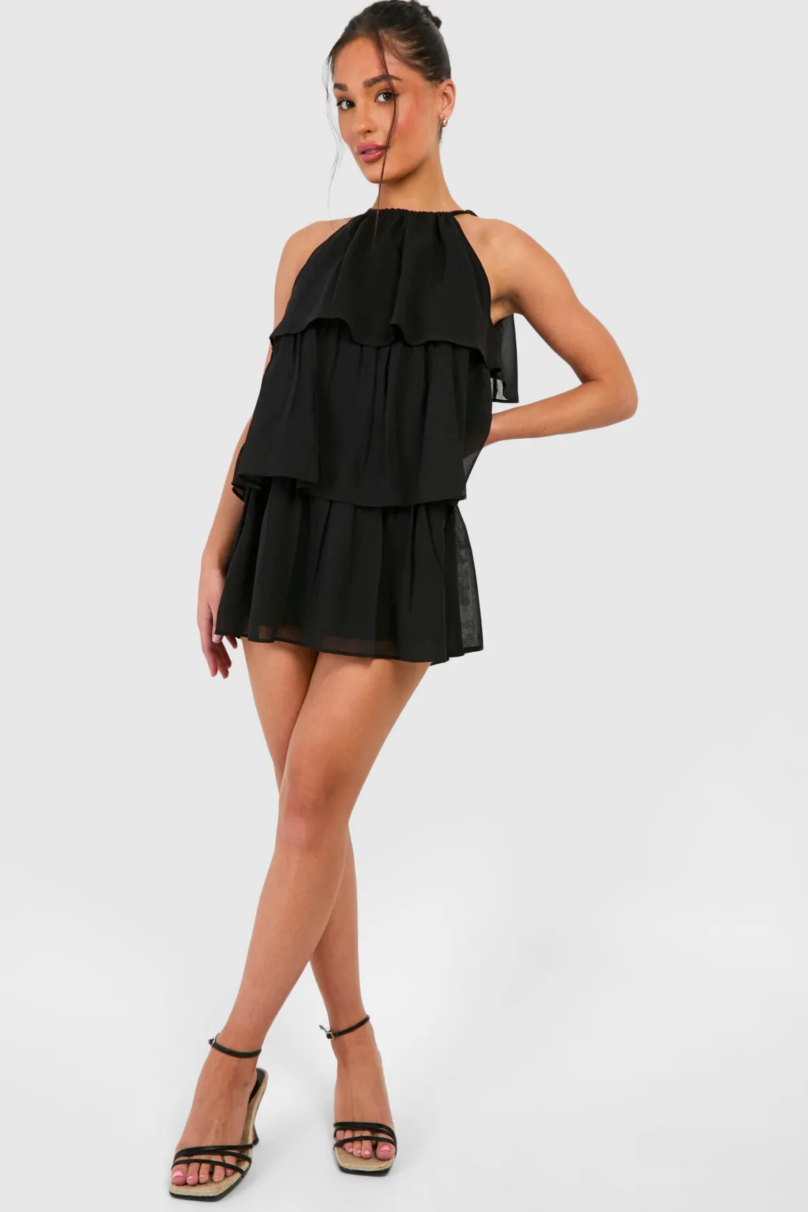 Robe Mini Étagée En Mousseline Petite Taille