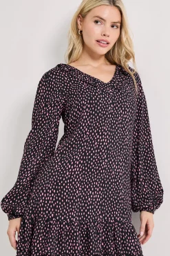 Robe Mini Étagée à Manches Bouffantes avec Détail Col à Pois Violets