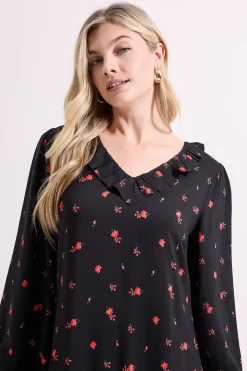 Robe Mini Étagée à Manches Bouffantes et Col Détaillé Motif Floral Délicat