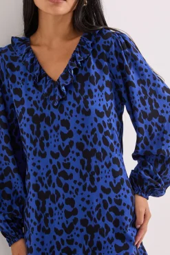 Robe Mini Étagée à Manches Bouffantes et Détail Col Imprimé Petite