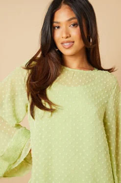 Robe Mini Étagée à Manches Évasées Petite