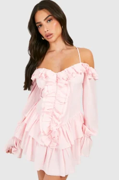 Robe Mini Étagée À Volants Tissés Petite
