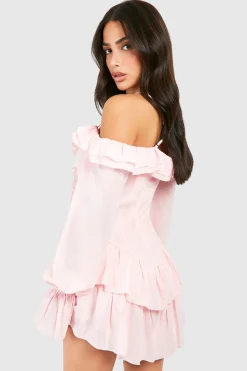 Robe Mini Étagée À Volants Tissés Petite
