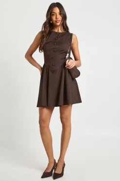 Robe Mini à Taille Basse et Jupe Évasée