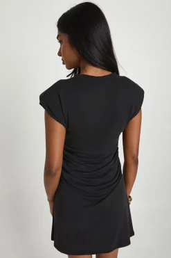 Robe Mini Taille Froncée Avec Détail Épaulettes