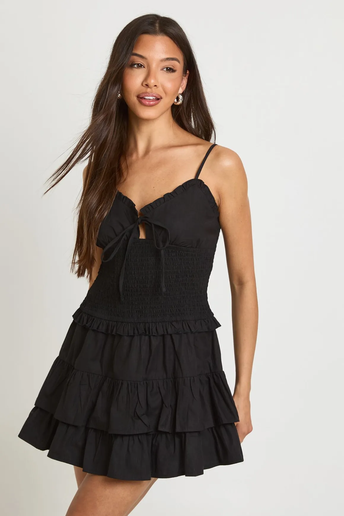 Robe Mini À Taille Froncée Et Buste Plissé