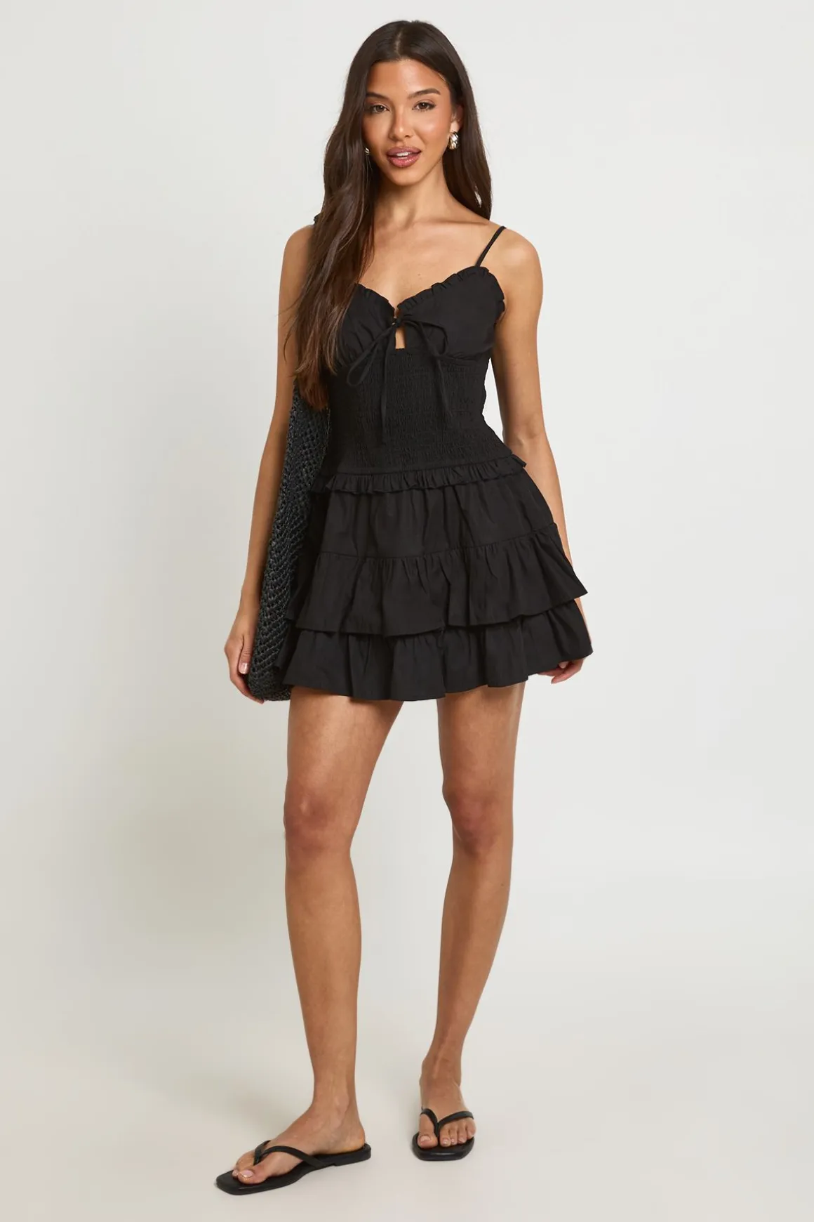 Robe Mini À Taille Froncée Et Buste Plissé