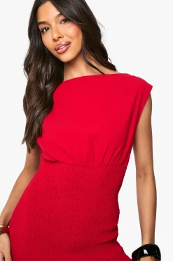 boohoo Robe Mini à Taille Froncée et Ourlet à Volants<Femme Robes Patineuses|Robes