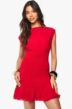 boohoo Robe Mini à Taille Froncée et Ourlet à Volants<Femme Robes Patineuses|Robes