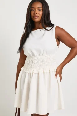 Robe Mini Taille Froncée Sans Manches Grande Taille