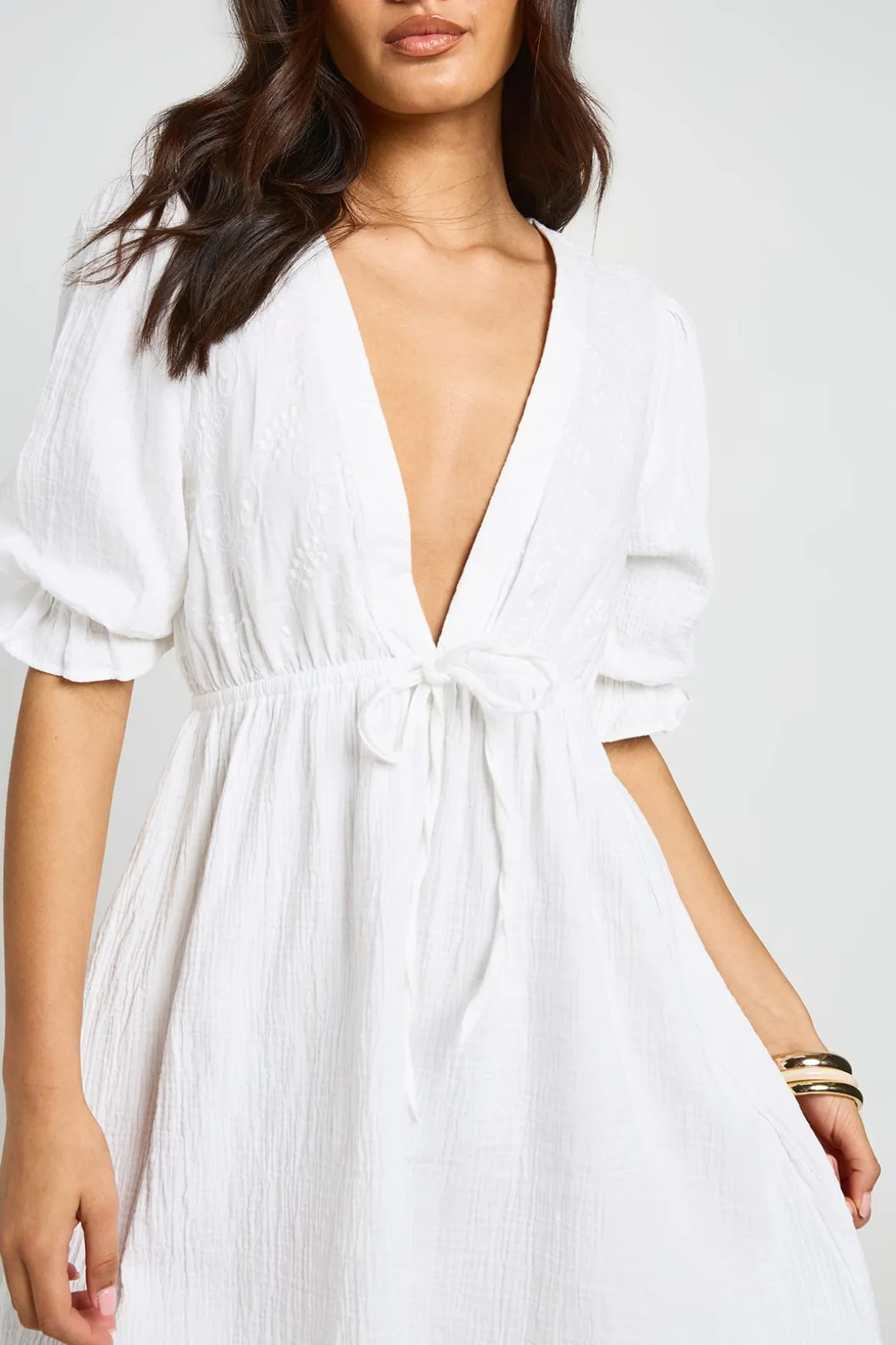 Robe Mini Texturée Brodée