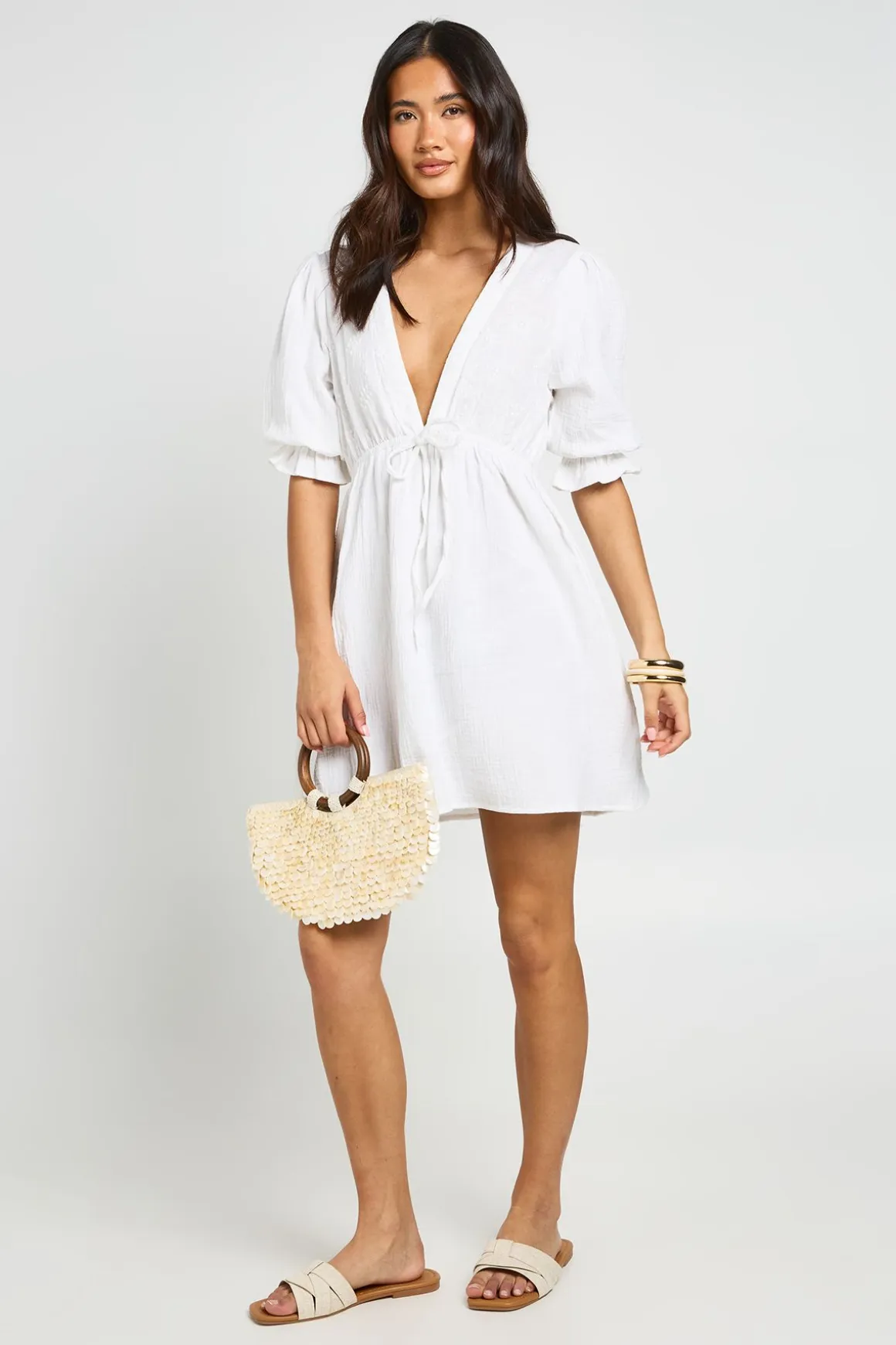 Robe Mini Texturée Brodée