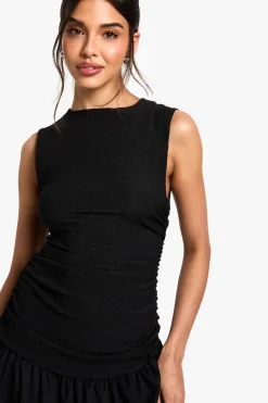 boohoo Robe Mini Texturée à Décolleté Fendu et Taille Basse<Femme Robes Courtes|Robes