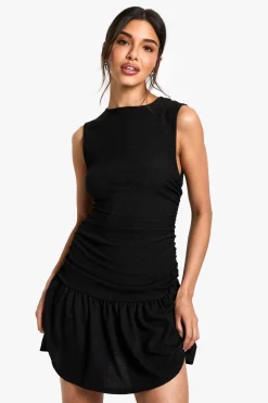 boohoo Robe Mini Texturée à Décolleté Fendu et Taille Basse<Femme Robes Courtes|Robes
