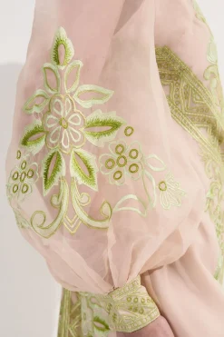 KarenMillen Robe Mini Tissée à Ballons en Organdie Brodée<Femme Robes À Manches Longues|Robes