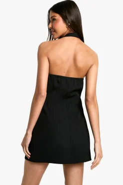 boohoo Robe mini tissée à col halter et boutonnée<Femme Tailleurs|Robes