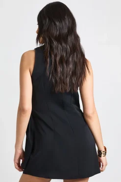 boohoo Robe Mini Tissée À Encolure Drapée Et Côté Froncé<Femme Robes|Robes Noires