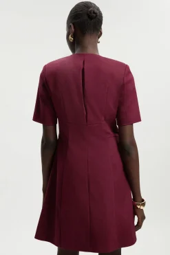 KarenMillen Robe Mini Tissée en Coton Techno à Manches Courtes avec Détail Zip<Femme Toutes Les Robes|Robes D’Automne