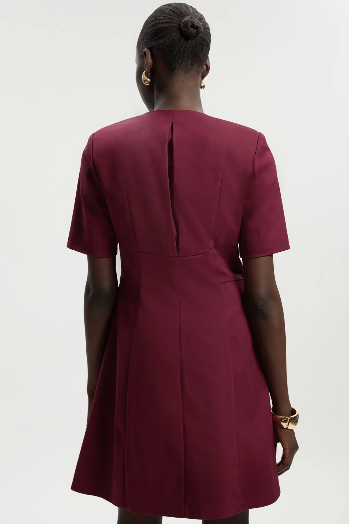 KarenMillen Robe Mini Tissée en Coton Techno à Manches Courtes avec Détail Zip<Femme Toutes Les Robes|Robes D’Automne