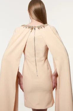 Robe mini tissée en viscose crêpe ornée de cristaux