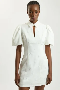 KarenMillen Robe Mini Tissée À Manches Courtes Ornée De Sequins<Femme Robes|Toutes Les Robes