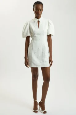 KarenMillen Robe Mini Tissée À Manches Courtes Ornée De Sequins<Femme Robes|Toutes Les Robes
