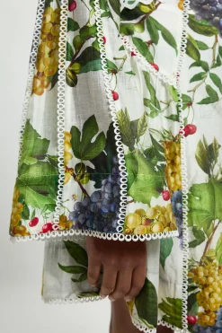 KarenMillen Robe Mini Tissée À Manches Longues Avec Détails De Ruban Et Imprimé De Fruits Grande Taille<Femme Toutes Les Robes|Robes À Manches Longues