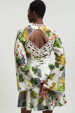 KarenMillen Robe Mini Tissée À Manches Longues Avec Imprimé Fruits Et Détails De Ruban<Femme Toutes Les Robes|Robes À Manches Longues