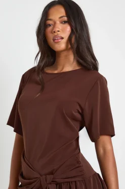 Robe Mini Tissée À Taille Nouée Et Ourlet Asymétrique