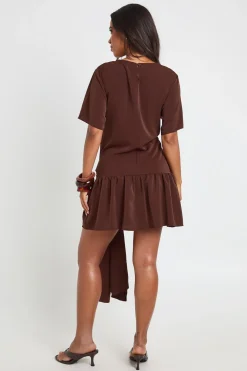 Robe Mini Tissée À Taille Nouée Et Ourlet Asymétrique