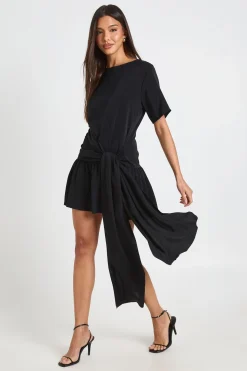 Robe Mini Tissée À Taille Nouée Et Ourlet Asymétrique