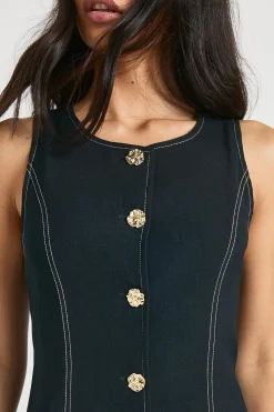 boohoo Robe Mini Trapèze Ajustée Sans Manches À Boutons Dorés<Femme Robes De Soirée|Toutes Les Robes