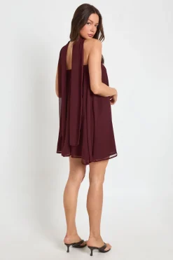 boohoo Robe Mini Trapèze À Détail Foulard<Femme Looks Chocolat|Toutes Les Robes
