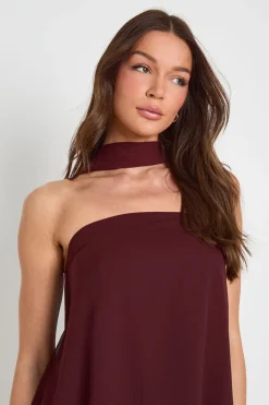 boohoo Robe Mini Trapèze À Détail Foulard<Femme Looks Chocolat|Toutes Les Robes