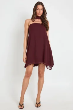 boohoo Robe Mini Trapèze À Détail Foulard<Femme Looks Chocolat|Toutes Les Robes