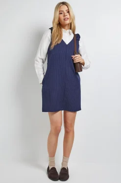 Robe Mini Trapèze à Rayures Fines avec Détail Nœud