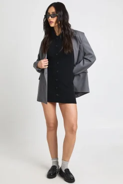 Robe Mini Tricotée Boutonnée