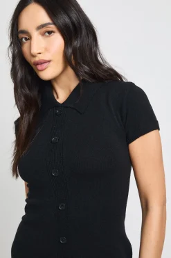 Robe Mini Tricotée Boutonnée
