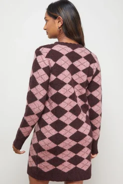 Oasis Robe Mini Tricotée à Col Festonné Motif Argyle<Femme Pulls Et Gilets|Toutes Les Mailles