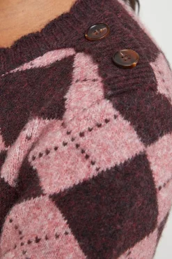 Oasis Robe Mini Tricotée à Col Festonné Motif Argyle<Femme Pulls Et Gilets|Toutes Les Mailles