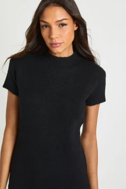 boohoo Robe Mini Tricotée À Col Montant Et Manches Courtes Pour Grandes Tailles<Femme Pulls Et Gilets|Toutes Les Mailles