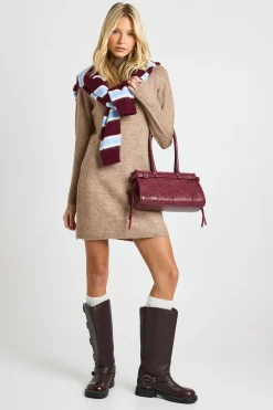 Robe Mini Tricotée Col Montant Ultra Douce