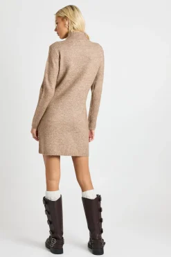 Robe Mini Tricotée Col Montant Ultra Douce