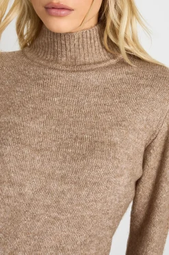 Robe Mini Tricotée Col Montant Ultra Douce