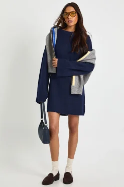 Robe Mini Tricotée À Col Rond Et Manches Évasées Pour Grandes Tailles