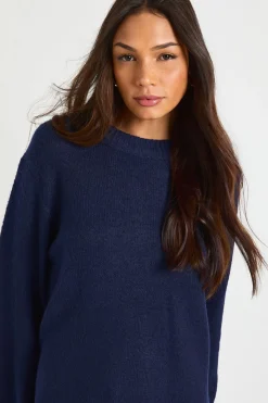 Robe Mini Tricotée À Col Rond Et Manches Évasées Pour Grandes Tailles