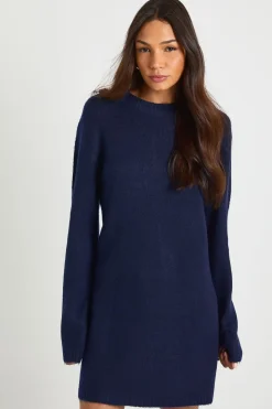 Robe Mini Tricotée À Col Rond Et Manches Évasées Pour Grandes Tailles