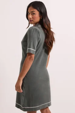 Dorothy Perkins Robe Mini Tricotée Col V Kaki avec Liserés Petite Taille<Femme Pulls Et Gilets|Toutes Les Mailles