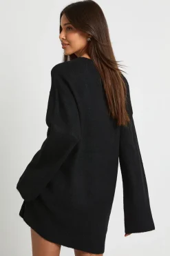Robe Mini Tricotée Col V Ultra Douce
